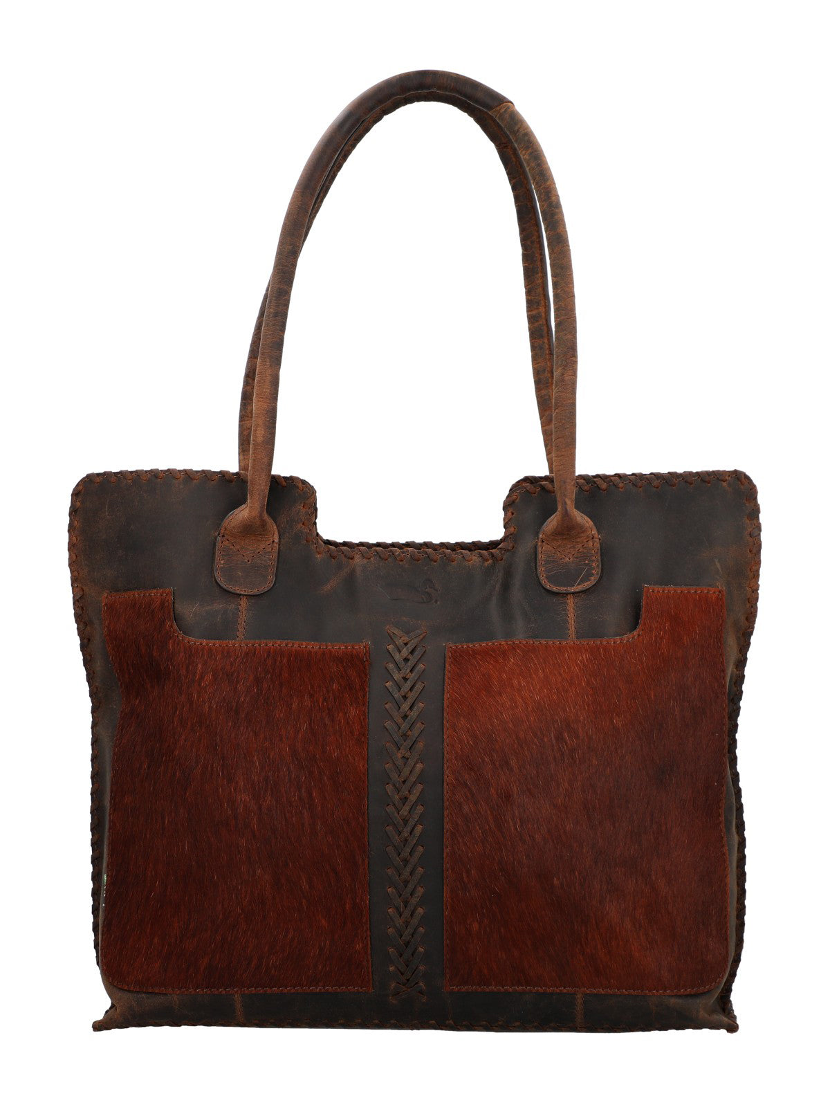 Cartera Cuero Mujer Hr Cozzi Tote Café Rockford