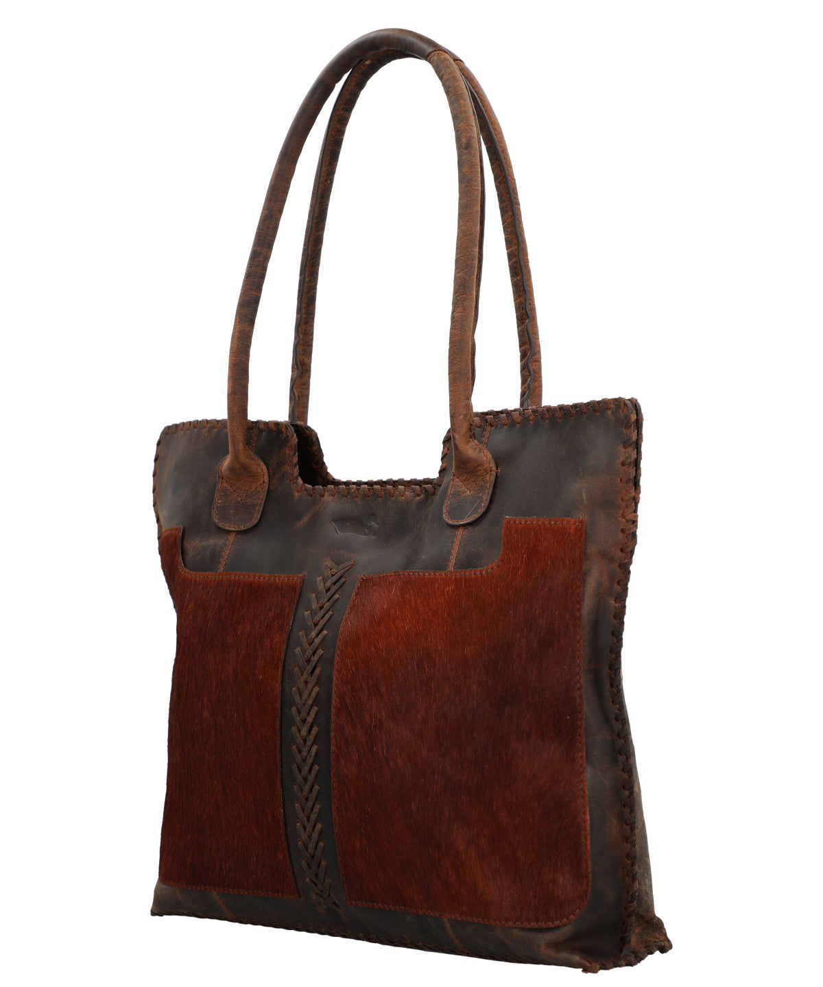 Cartera Cuero Mujer Hr Cozzi Tote Café Rockford