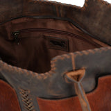 Cartera Cuero Mujer Hr Cozzi Tote Café Rockford