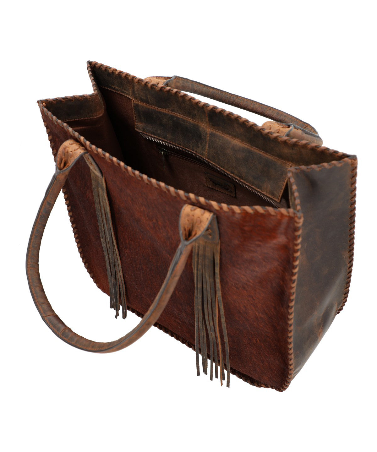 Cartera Cuero Mujer Hr Cozzi Hobo Café Rockford
