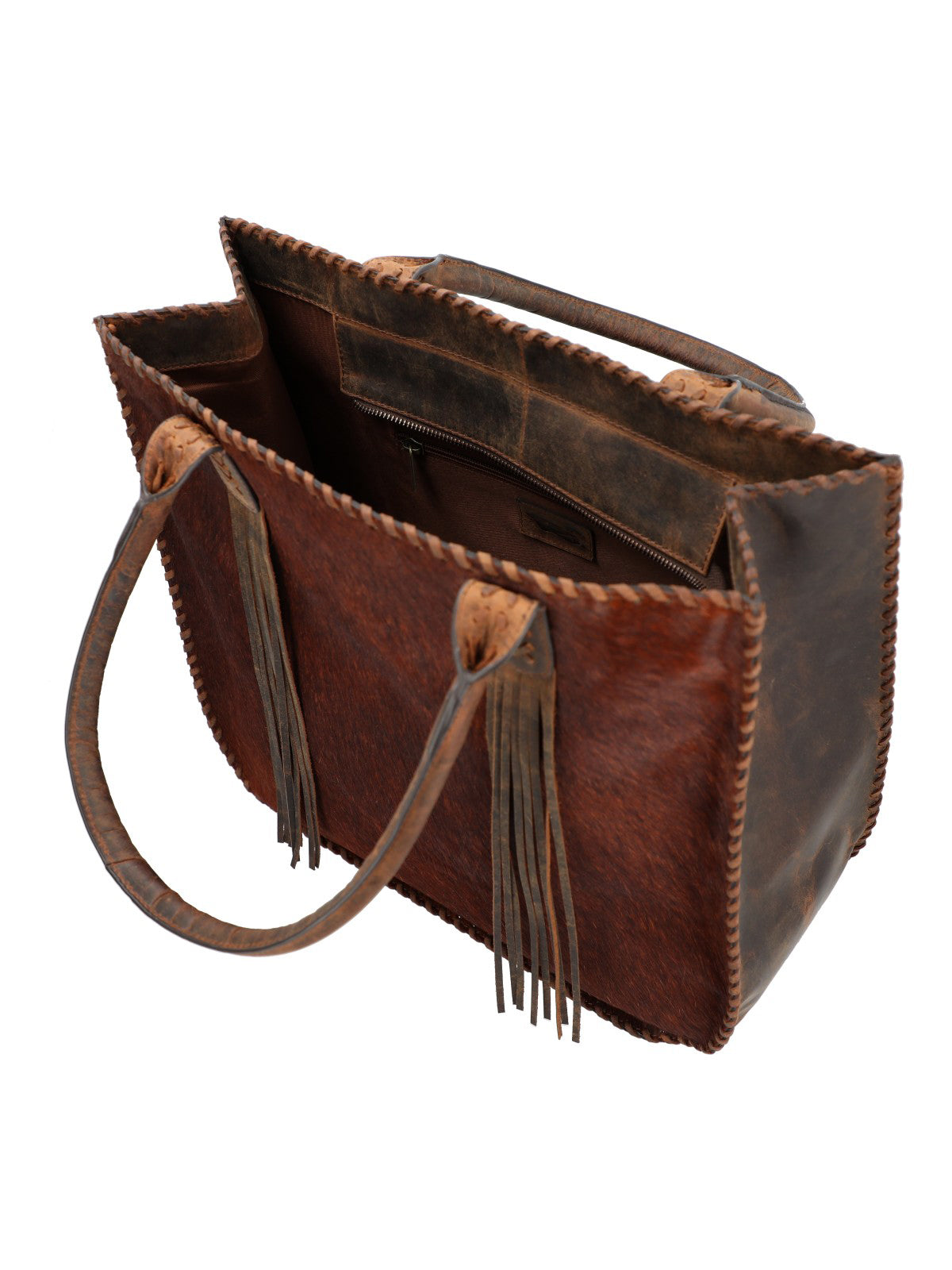 Cartera Cuero Mujer Hr Cozzi Hobo Café Rockford