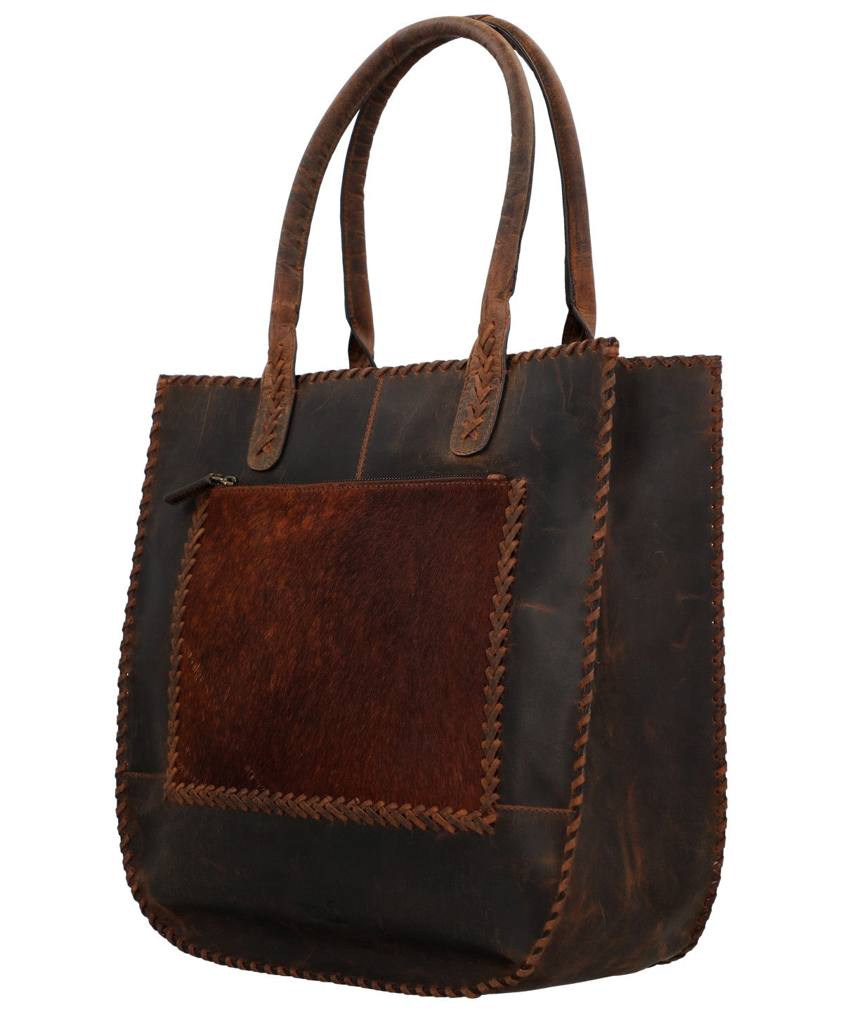 Cartera Cuero Mujer Hr Cozzi Hobo Café Rockford