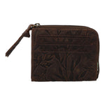 Billetera Cuero Mujer Hu Leaves Cardzip Café Rockford