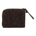 Billetera Cuero Mujer Hu Leaves Cardzip Café Rockford