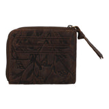 Billetera Cuero Mujer Hu Leaves Cardzip Café Rockford