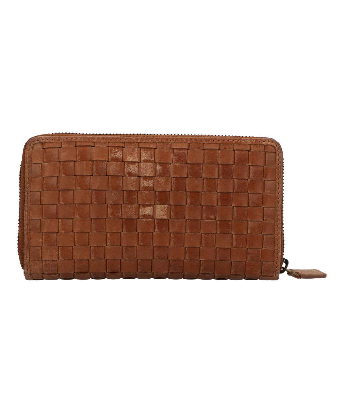 Billetera Cuero Mujer Fd Braid Bigzip Café Rockford