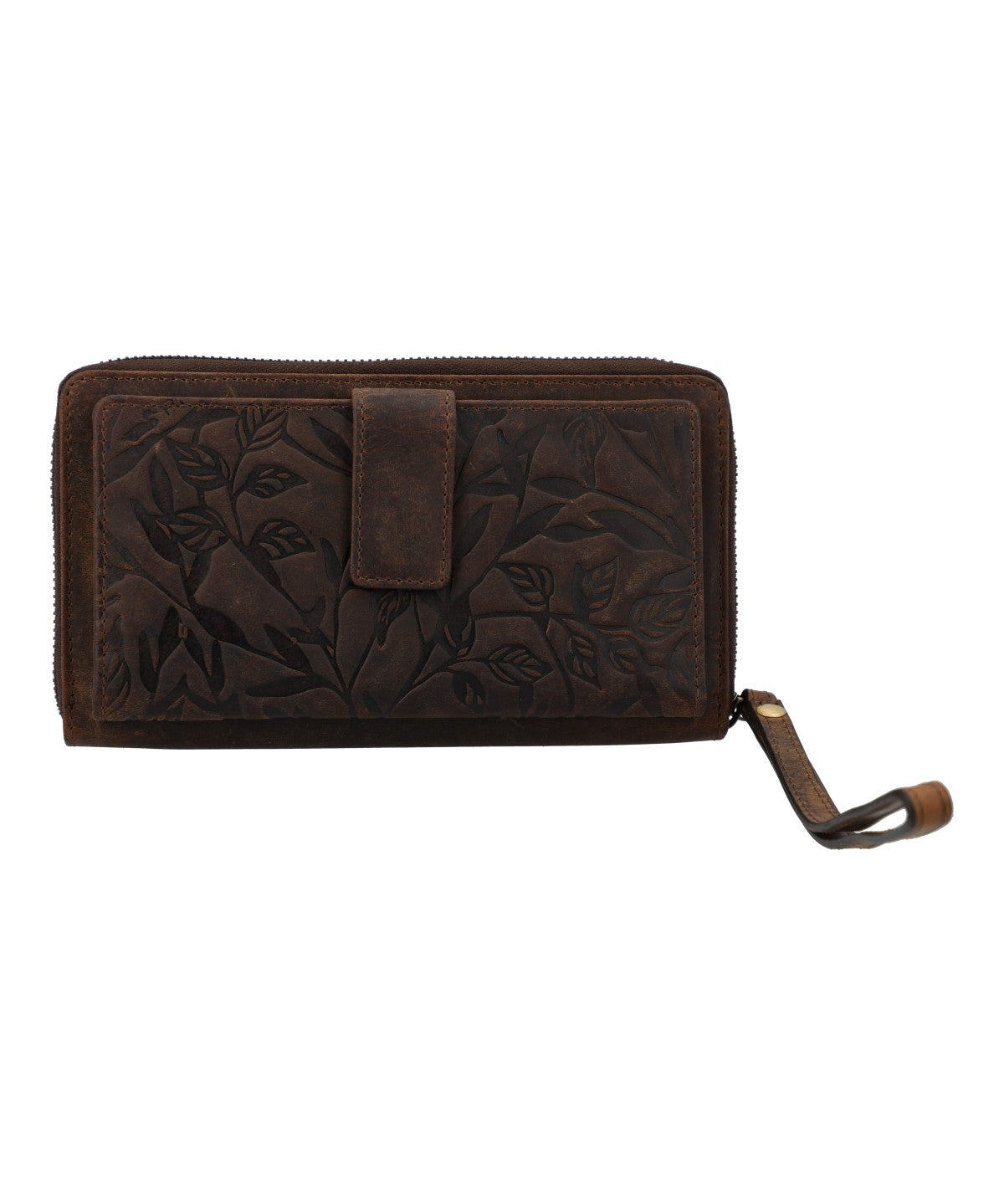 Billetera Cuero Mujer Hu Leaves Ziparound Café Rockford