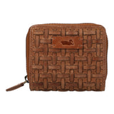 Billetera Cuero Mujer Fd Braid Zipper Café Rockford