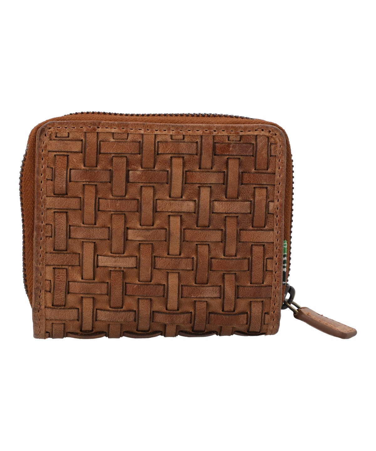 Billetera Cuero Mujer Fd Braid Zipper Café Rockford