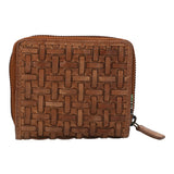 Billetera Cuero Mujer Fd Braid Zipper Café Rockford