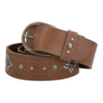 Cinturon Cuero Mujer Rf Farina Café Rockford