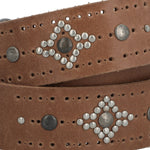 Cinturon Cuero Mujer Rf Farina Café Rockford