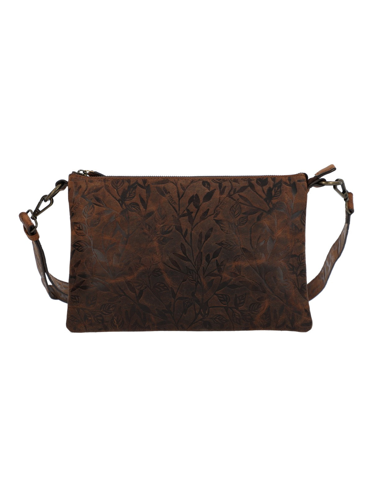 Cartera Cuero Mujer Oh Flowry Cross Café Rockford