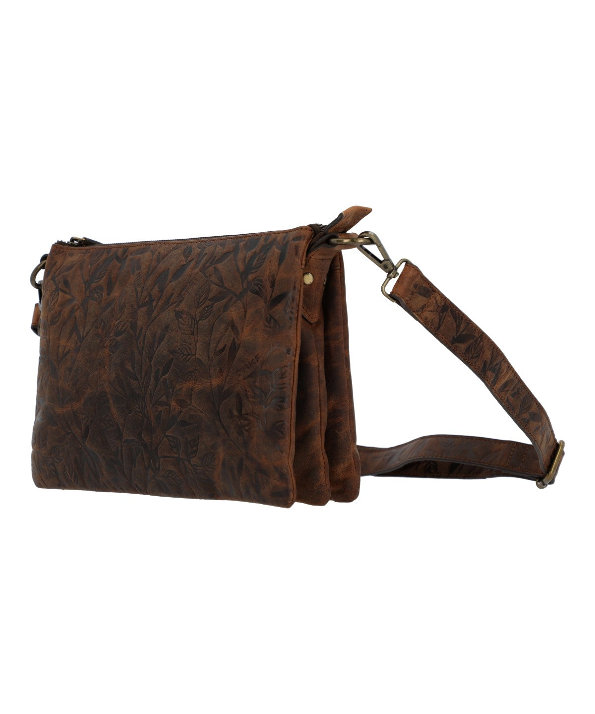 Cartera Cuero Mujer Oh Flowry Cross Café Rockford