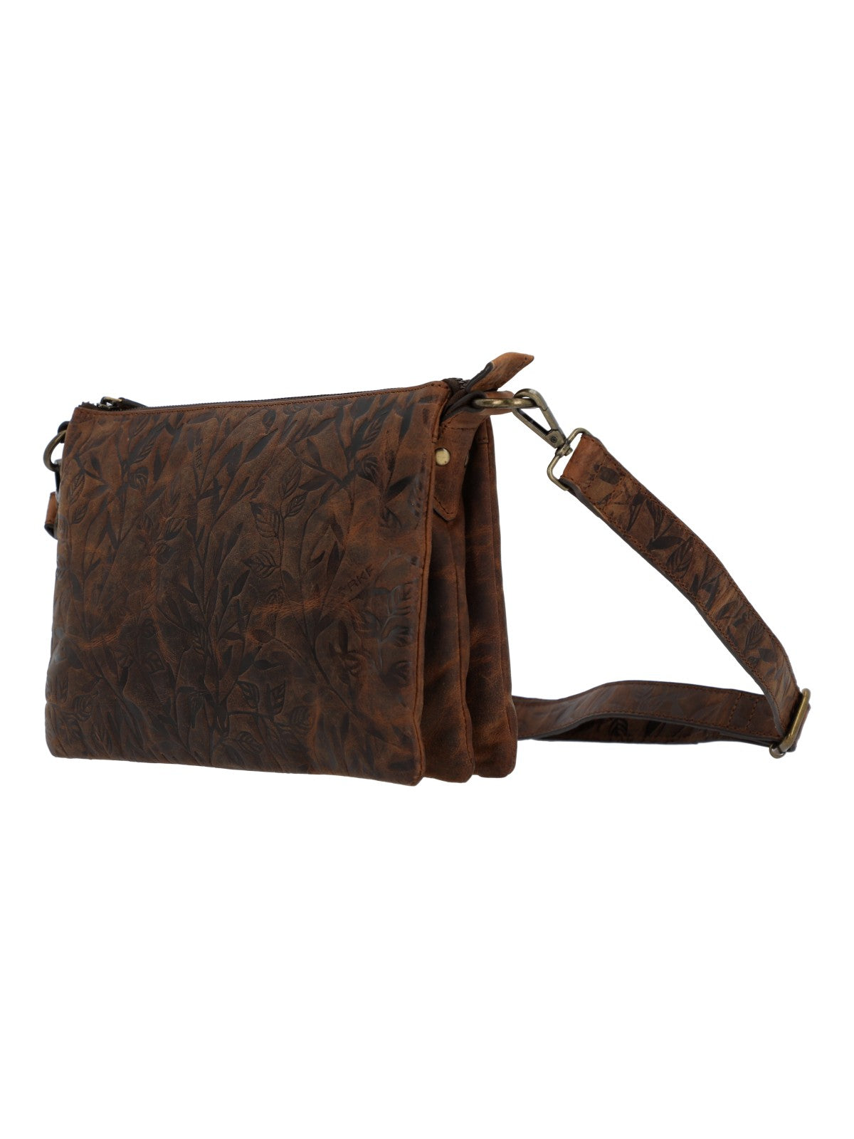 Cartera Cuero Mujer Oh Flowry Cross Café Rockford