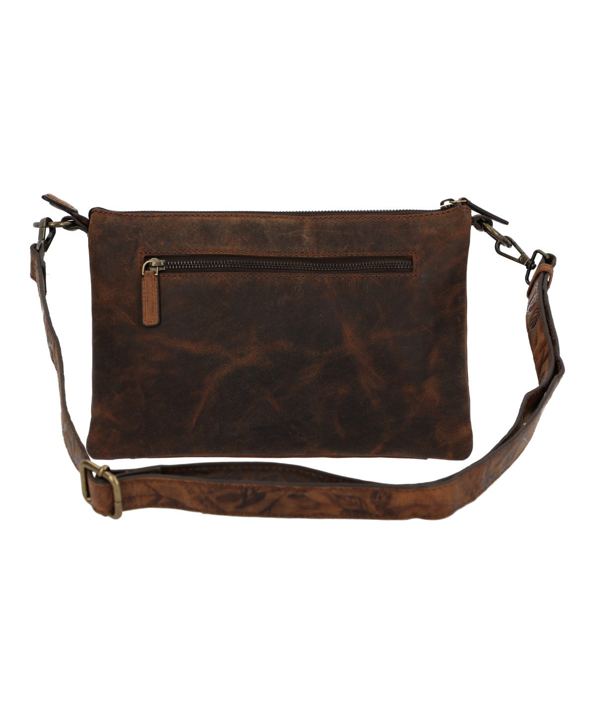 Cartera Cuero Mujer Oh Flowry Cross Café Rockford