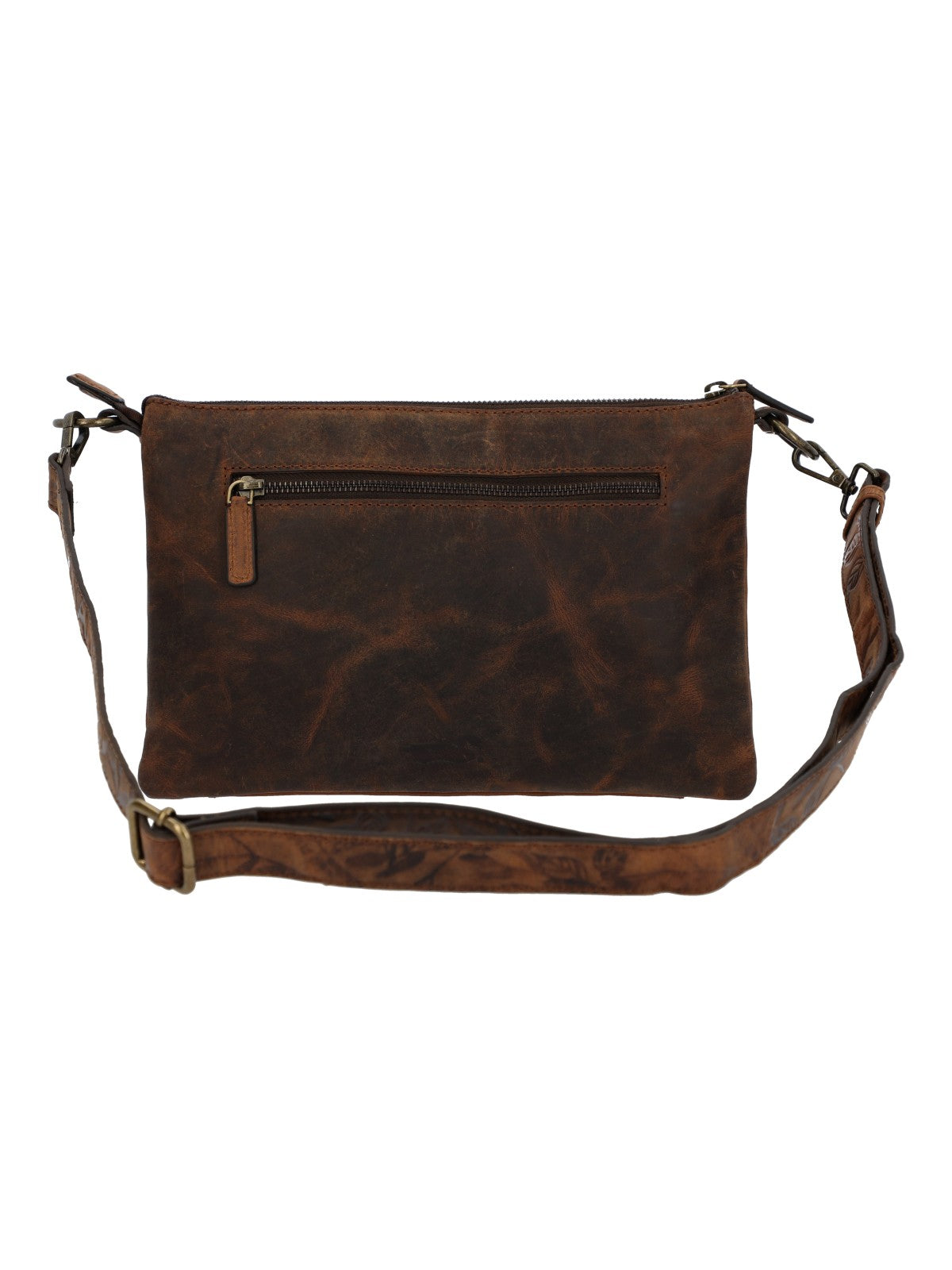 Cartera Cuero Mujer Oh Flowry Cross Café Rockford