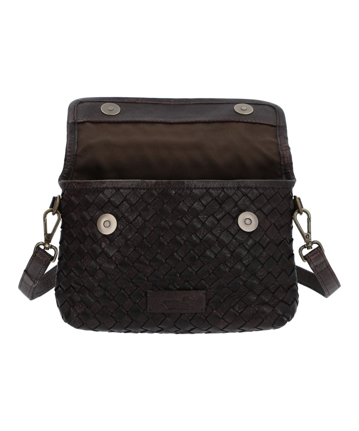 Cartera Cuero Mujer Ws Braided Cross Café Rockford