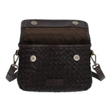 Cartera Cuero Mujer Ws Braided Cross Café Rockford