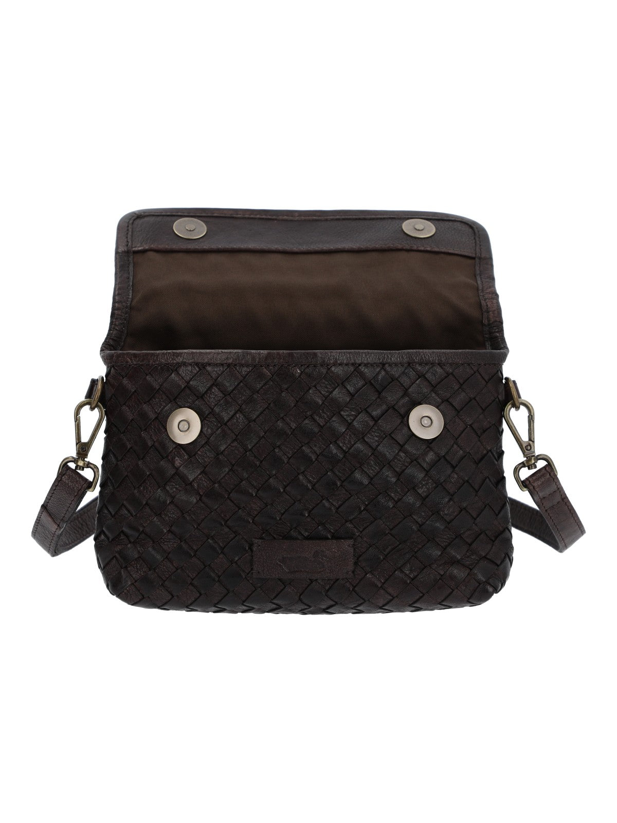 Cartera Cuero Mujer Ws Braided Cross Café Rockford