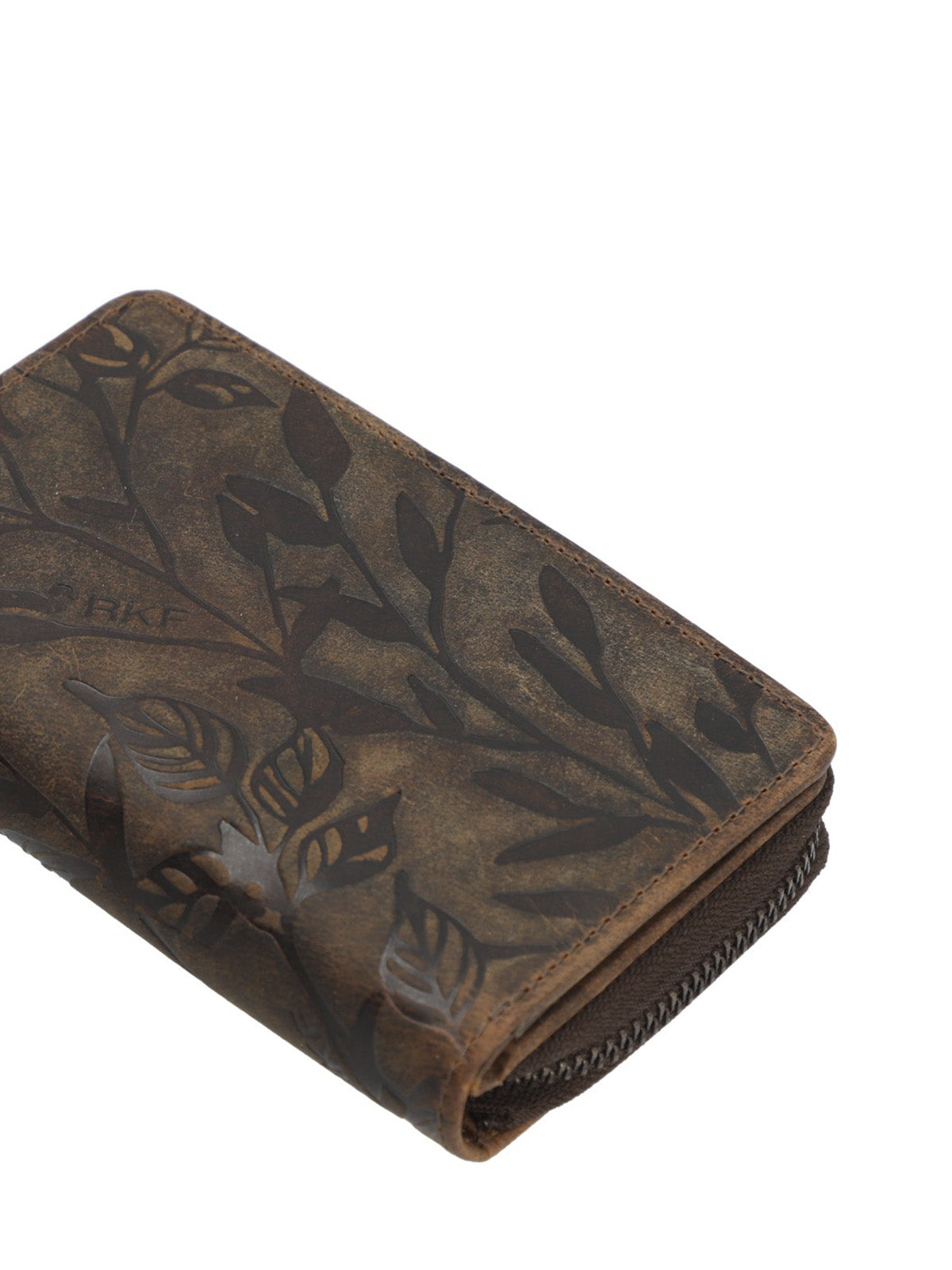 Billetera Cuero Mujer Oh Leaves Wallet Café Rockford