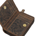 Billetera Cuero Mujer Oh Leaves Wallet Café Rockford