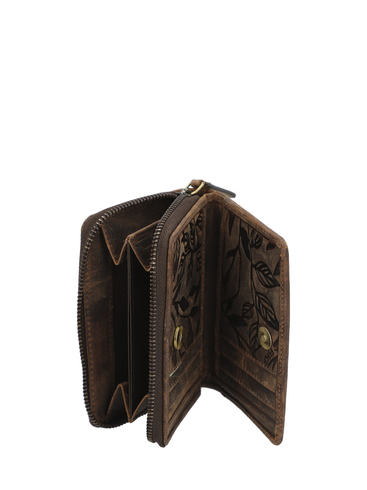Billetera Cuero Mujer Oh Leaves Wallet Café Rockford