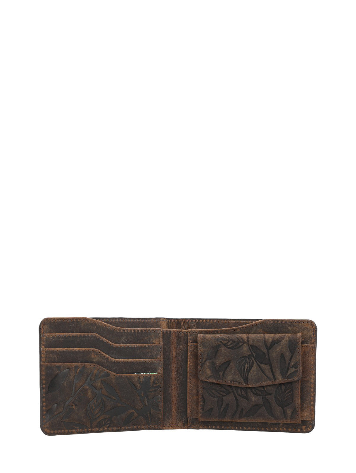 Billetera Cuero Mujer Oh Leaves Bifold Café Rockford