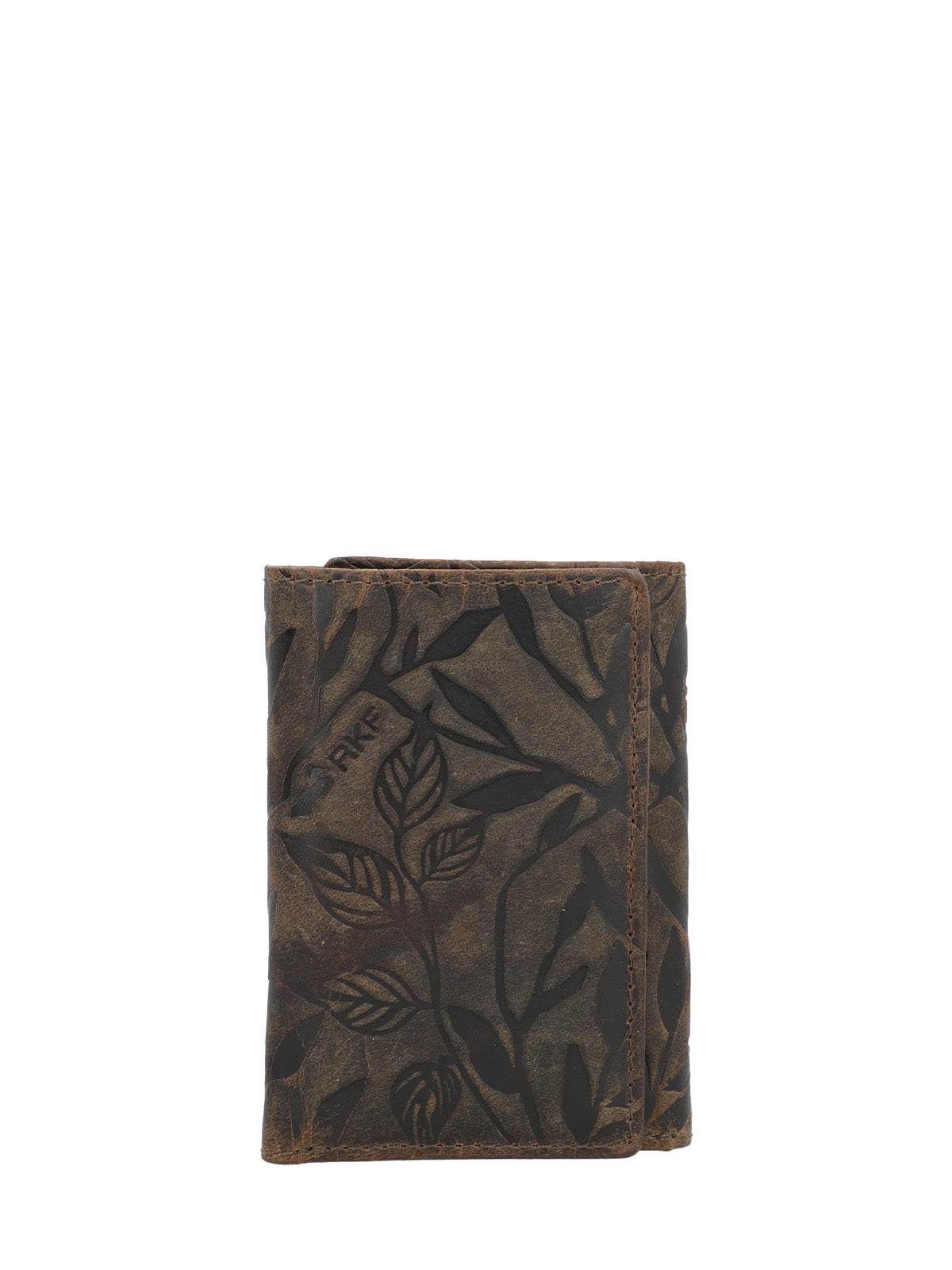 Billetera Cuero Mujer Oh Leaves Trifold Café Rockford