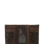 Billetera Cuero Mujer Oh Leaves Trifold Café Rockford