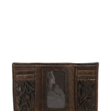Billetera Cuero Mujer Oh Leaves Trifold Café Rockford