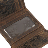 Billetera Cuero Mujer Oh Leaves Trifold Café Rockford