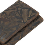 Billetera Cuero Mujer Oh Leaves Trifold Café Rockford