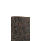 Billetera Cuero Mujer Oh Leaves Trifold Café Rockford