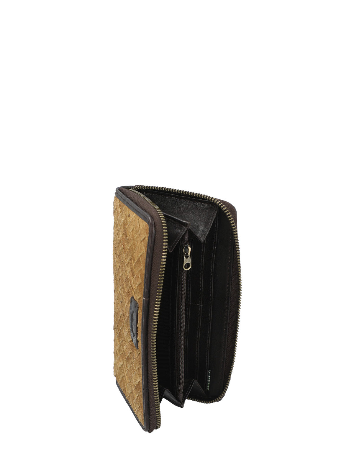 Billetera Cuero Mujer Sz Braid Zip Tan Rockford