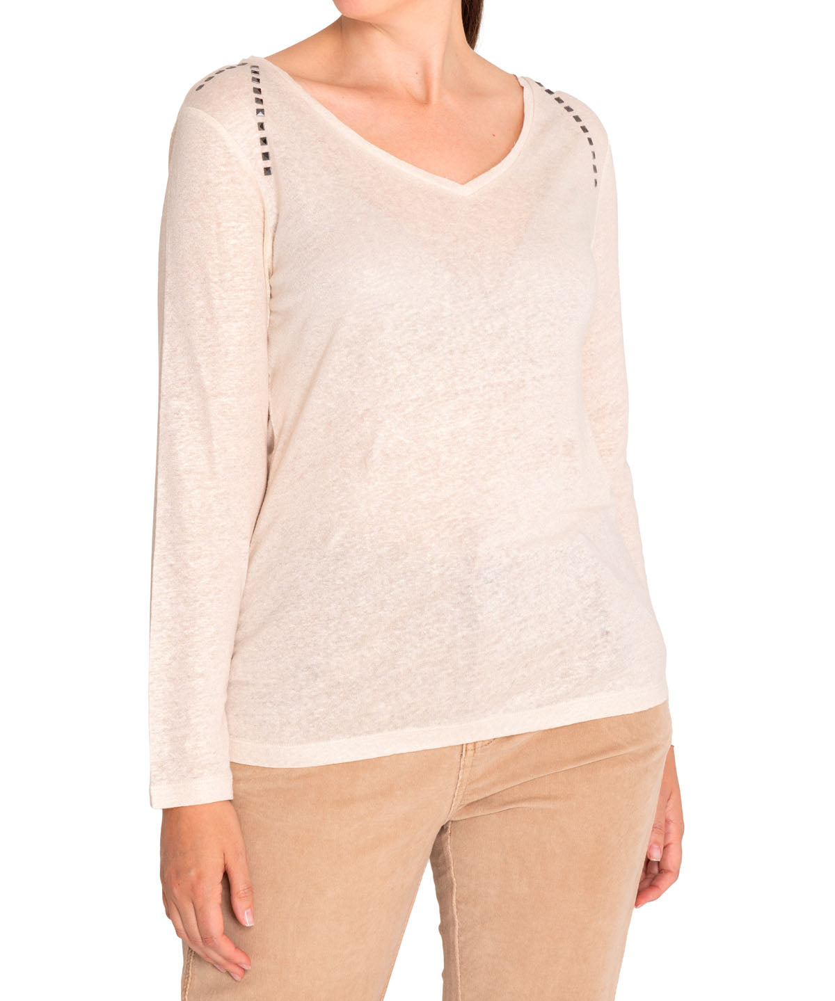 Polera Lino Orgánico Mujer Emily Blanco Rockford