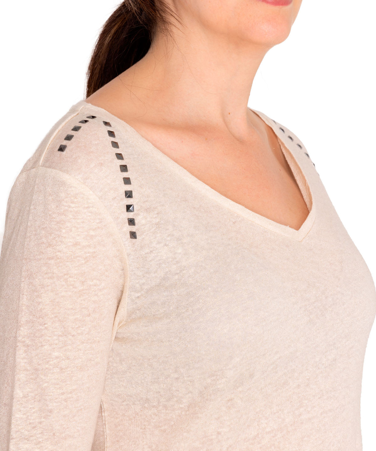 Polera Lino Orgánico Mujer Emily Blanco Rockford