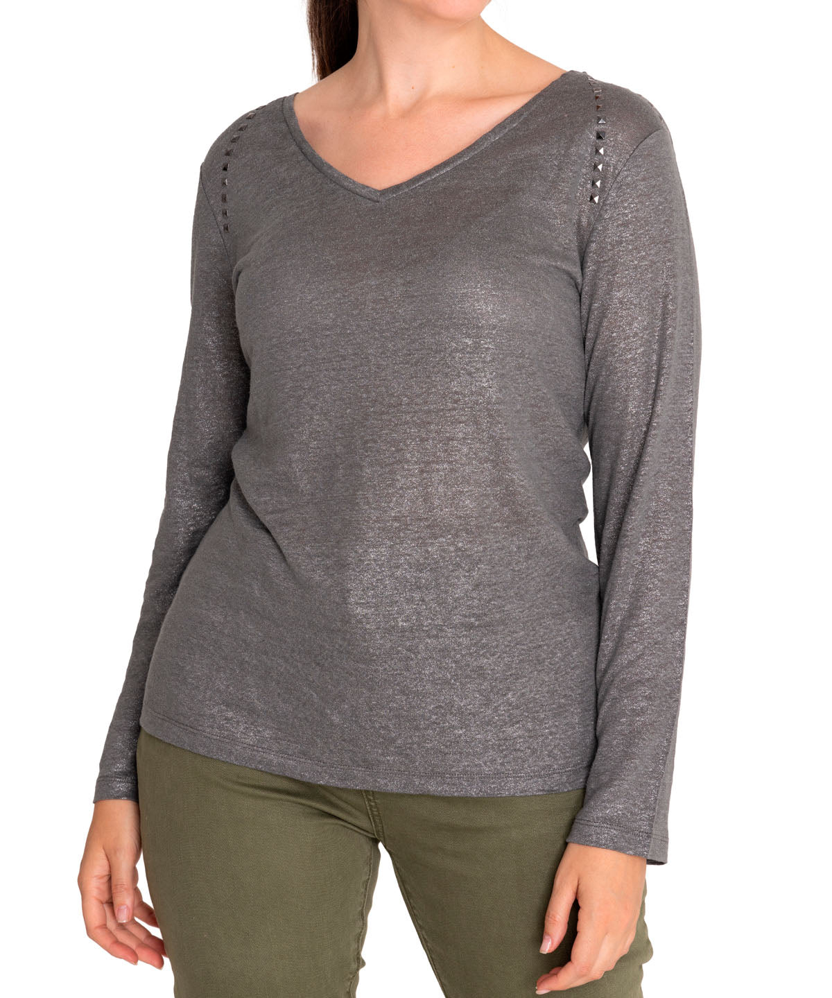 Polera Lino Orgánico Mujer Emily Gris Rockford