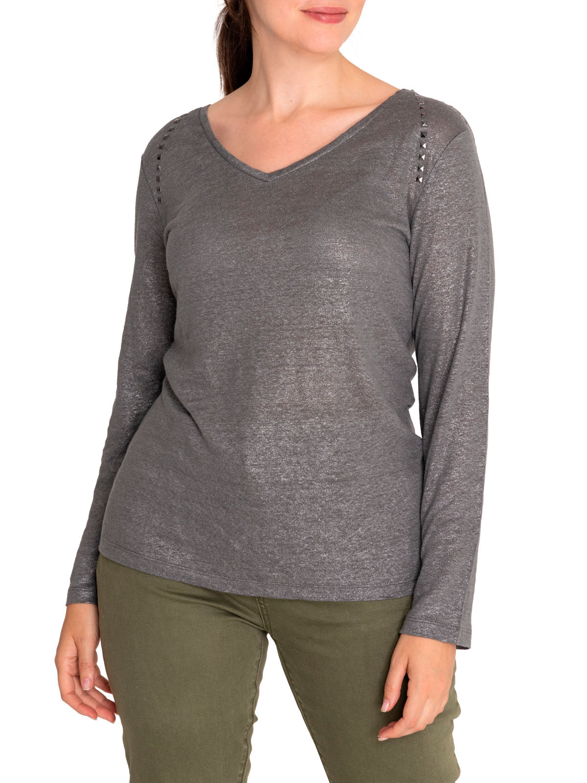 Polera Lino Orgánico Mujer Emily Gris Rockford