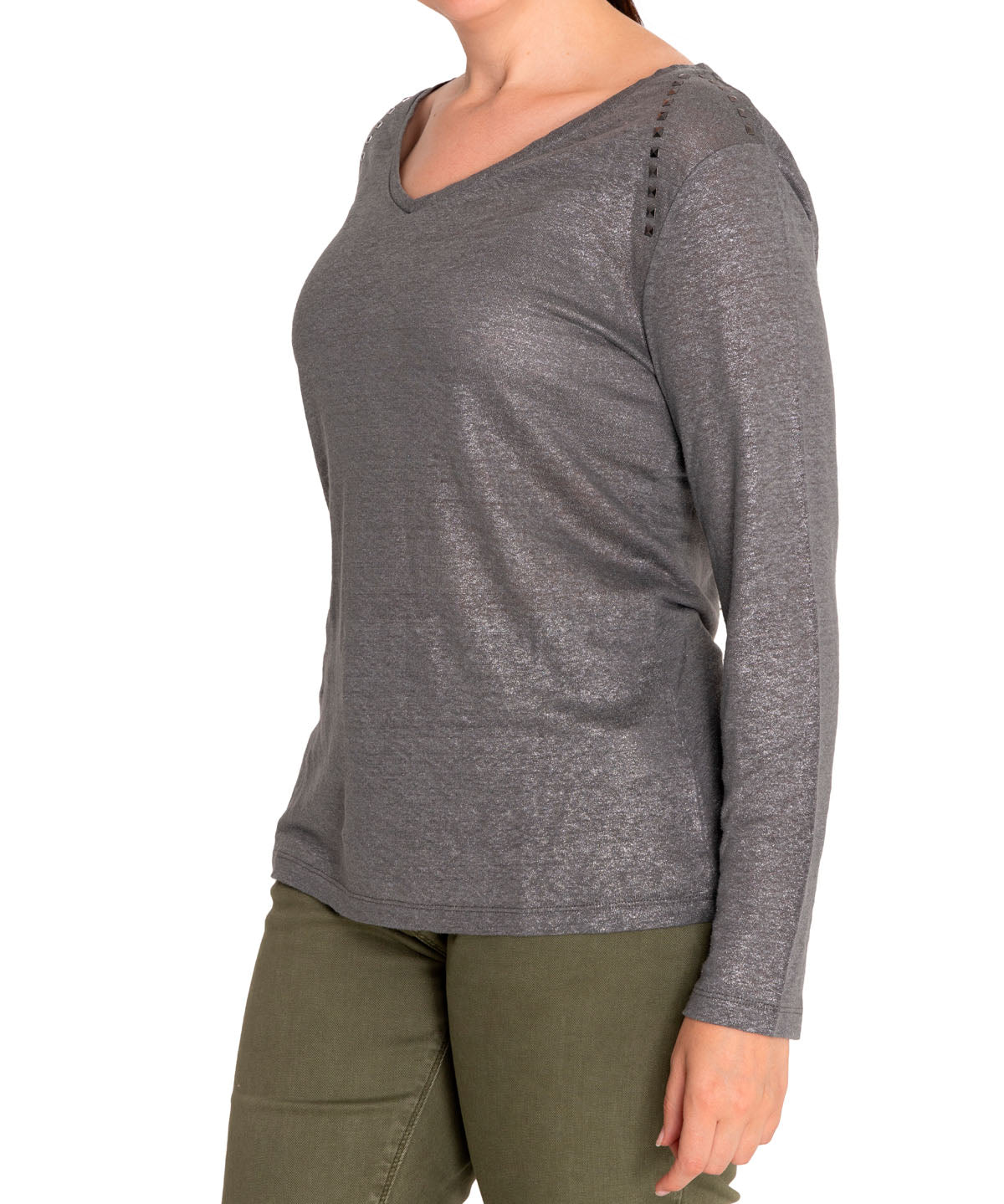 Polera Lino Orgánico Mujer Emily Gris Rockford
