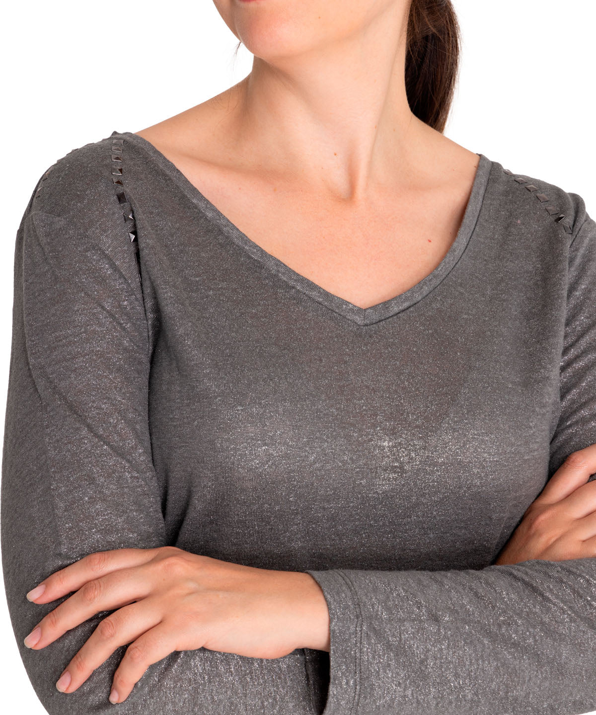 Polera Lino Orgánico Mujer Emily Gris Rockford