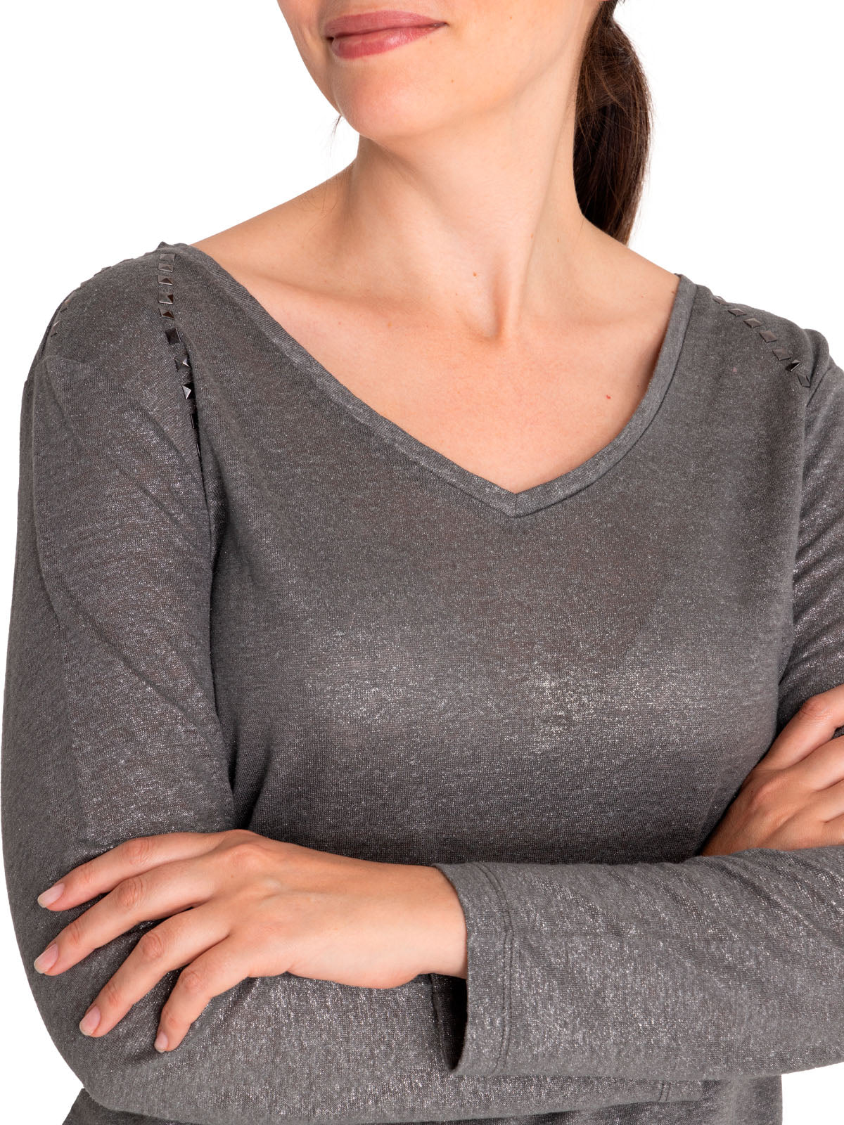 Polera Lino Orgánico Mujer Emily Gris Rockford