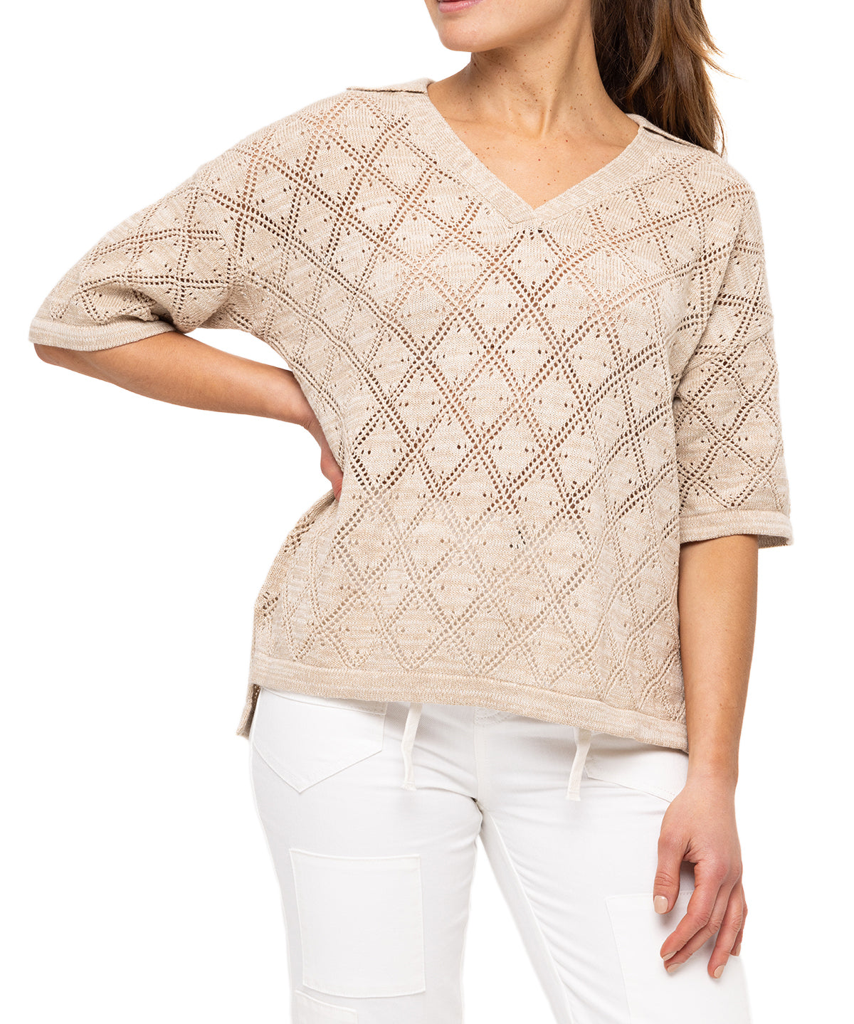 Polera Algodón Orgánico Mujer Caicos Beige Rockford
