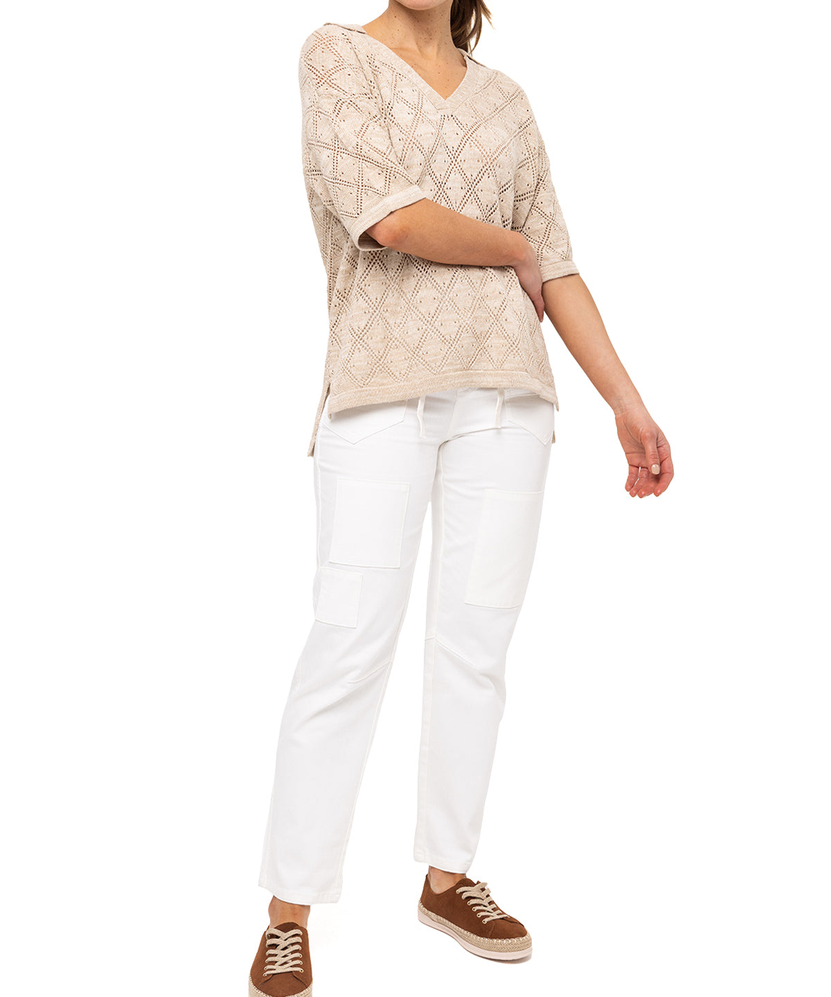 Polera Algodón Orgánico Mujer Caicos Beige Rockford
