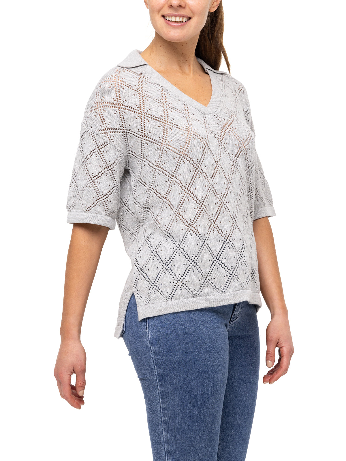 Polera Algodón Orgánico Mujer Caicos Gris Rockford