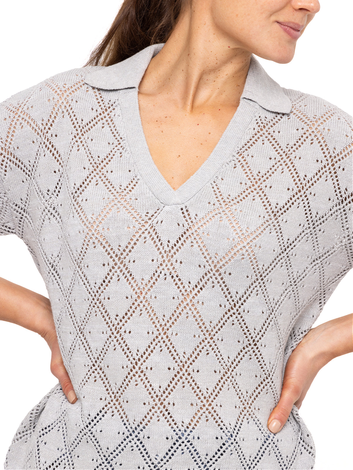 Polera Algodón Orgánico Mujer Caicos Gris Rockford