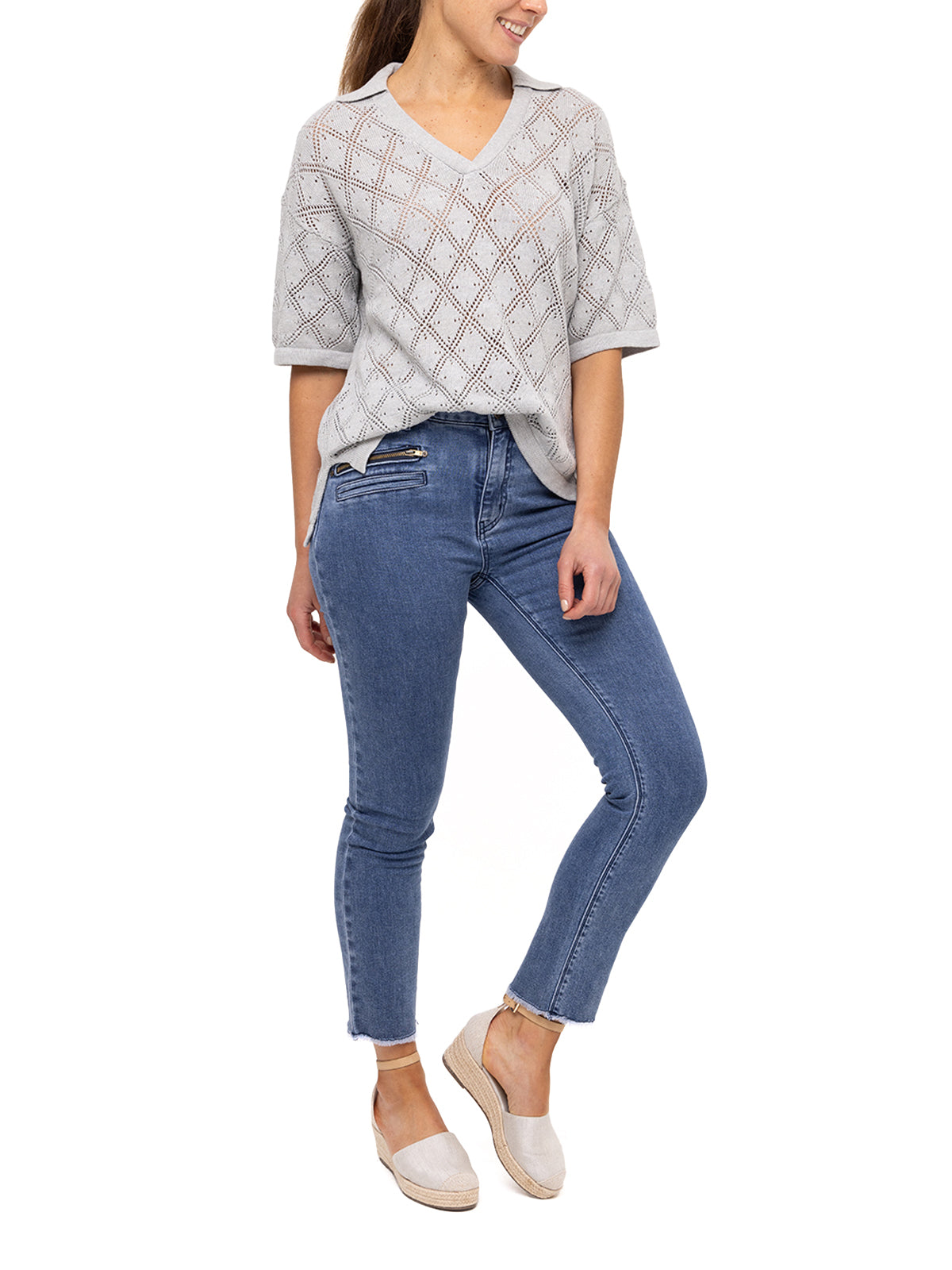 Polera Algodón Orgánico Mujer Caicos Gris Rockford