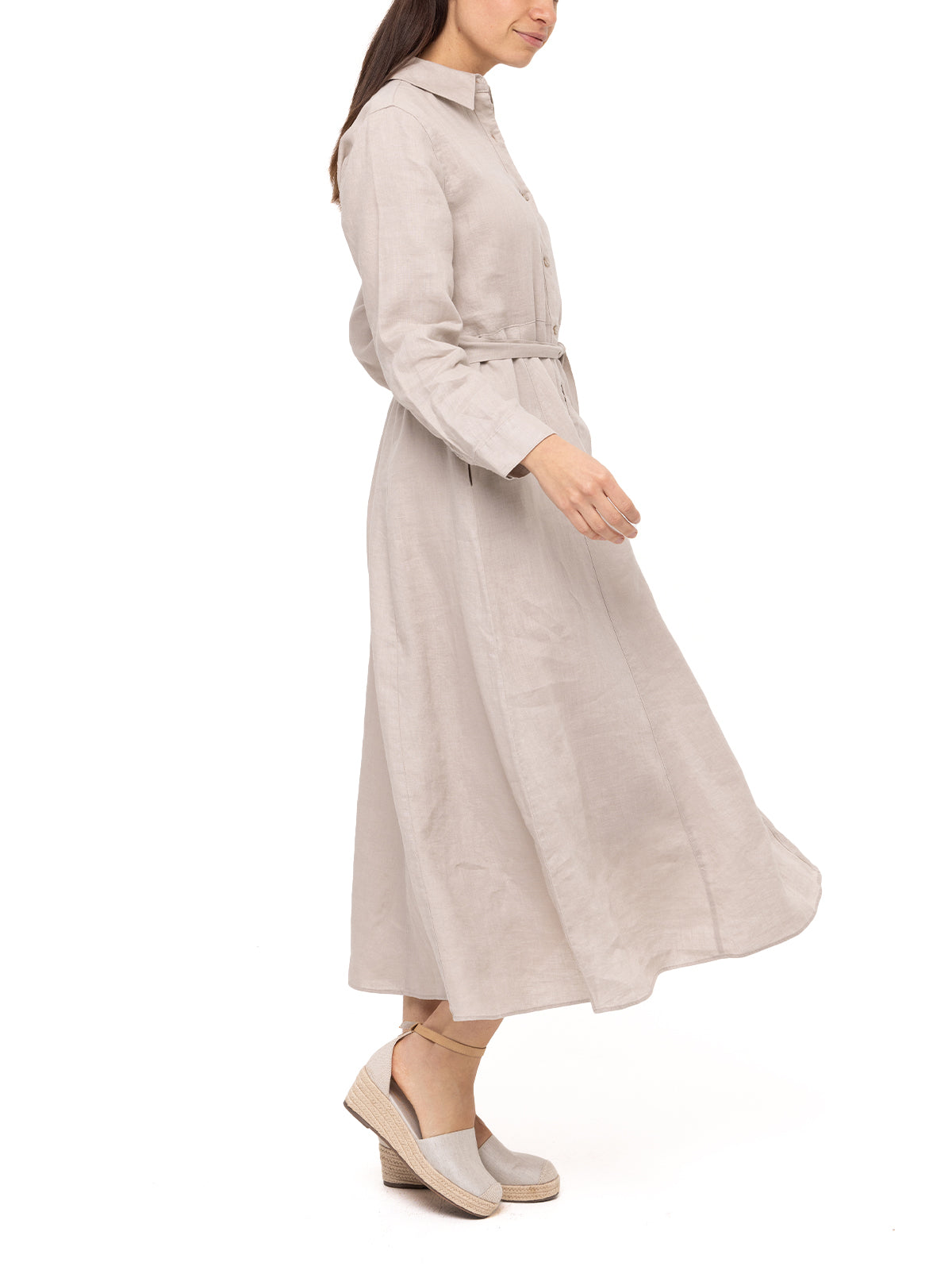 Vestido Lino Orgánico Mujer Sandro Beige Rockford