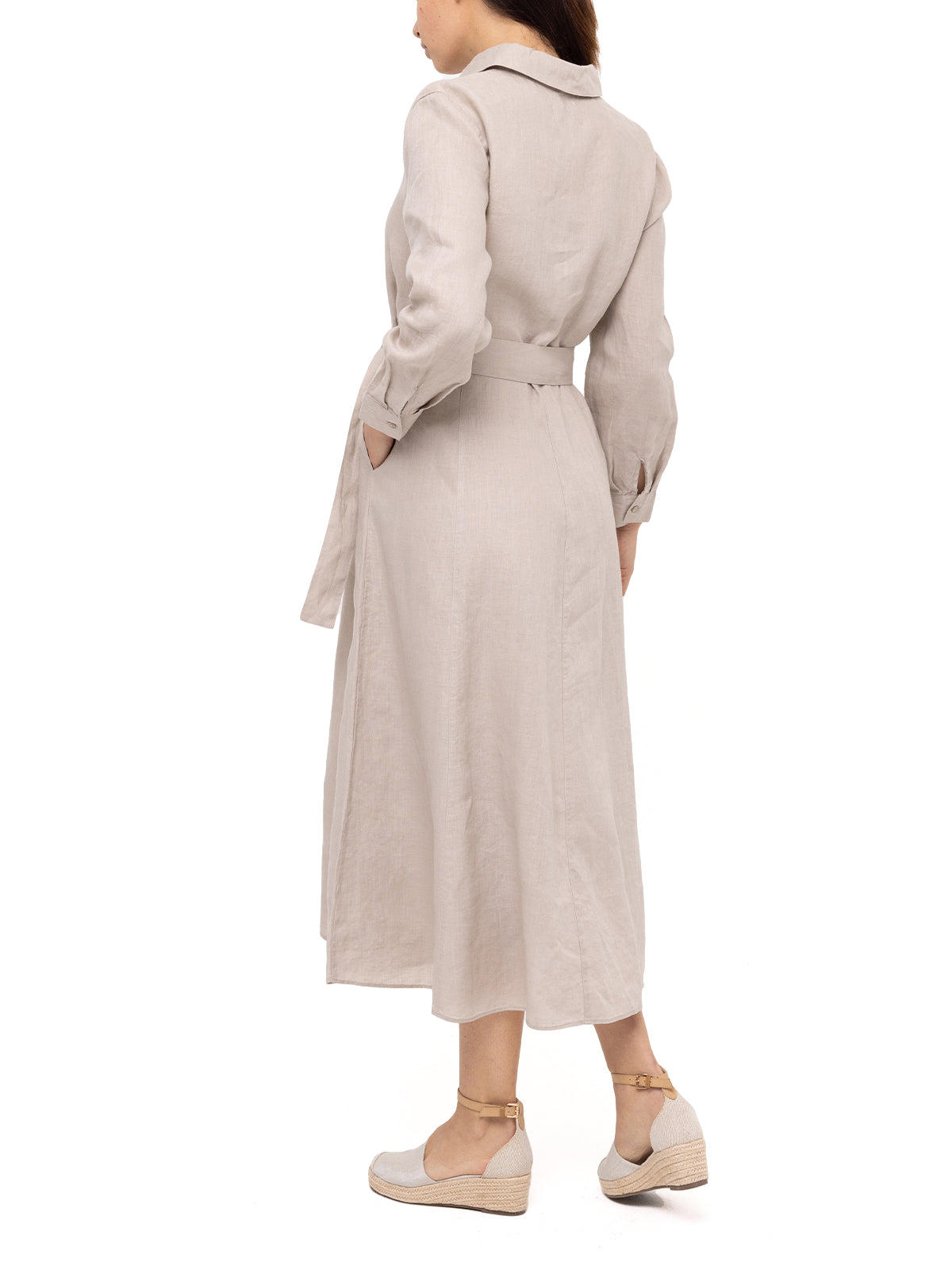 Vestido Lino Orgánico Mujer Sandro Beige Rockford