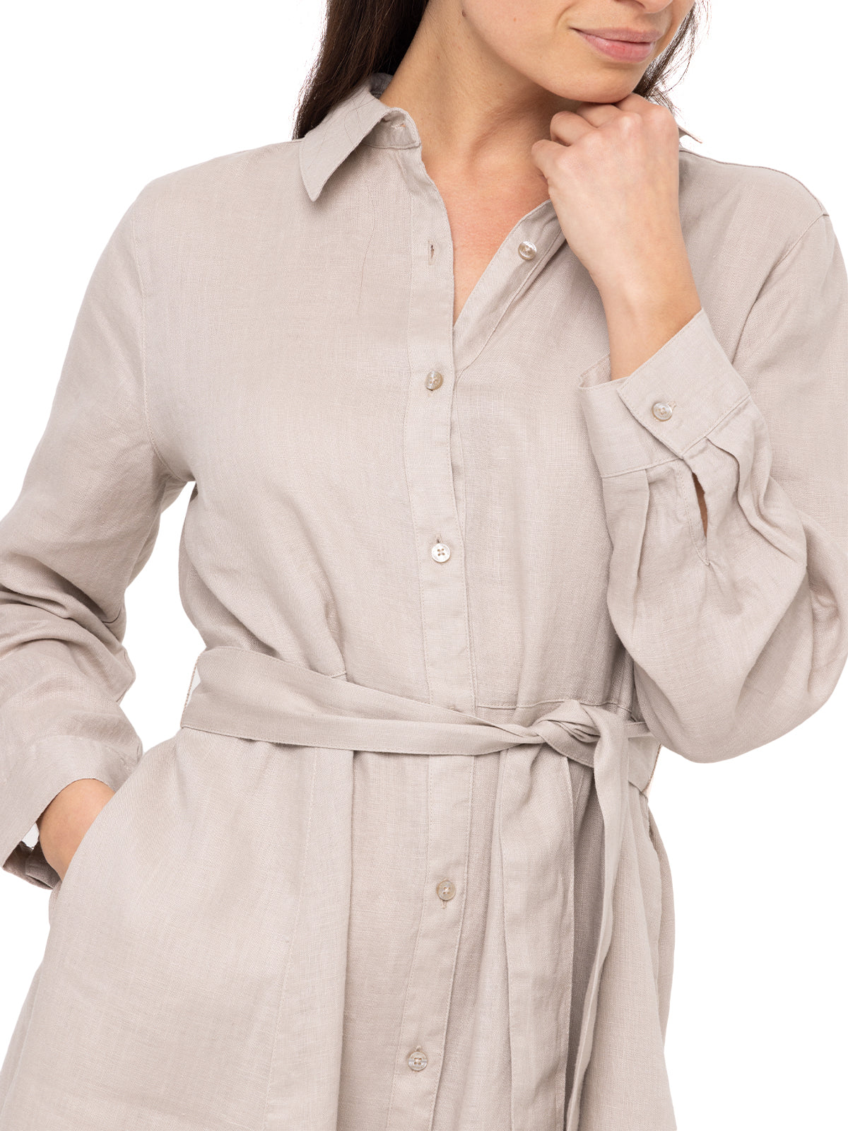 Vestido Lino Orgánico Mujer Sandro Beige Rockford